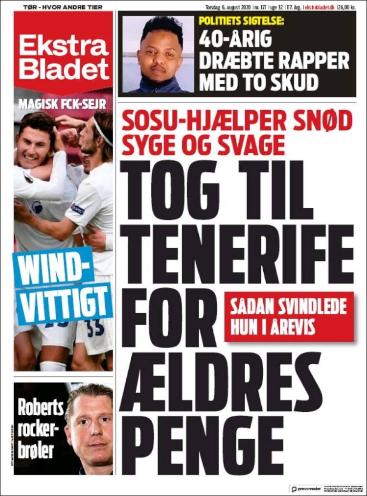 Portada de Ekstra Bladet (Dinamarca)