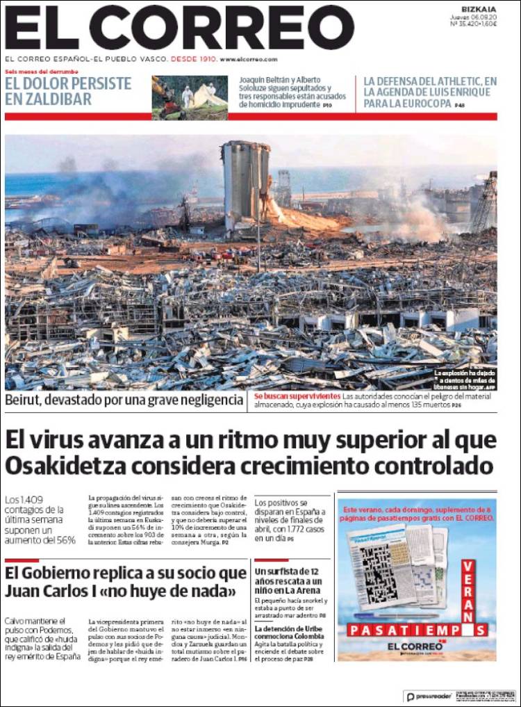 Portada de El Correo (Espa&ntilde;a)