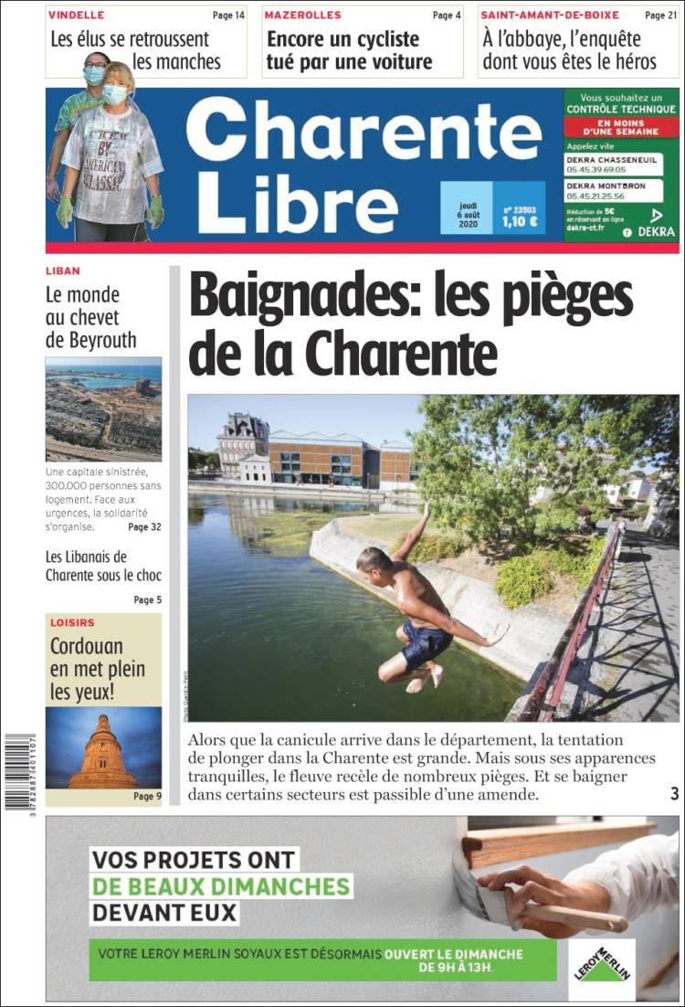 Portada de Charente Libre (Francia)