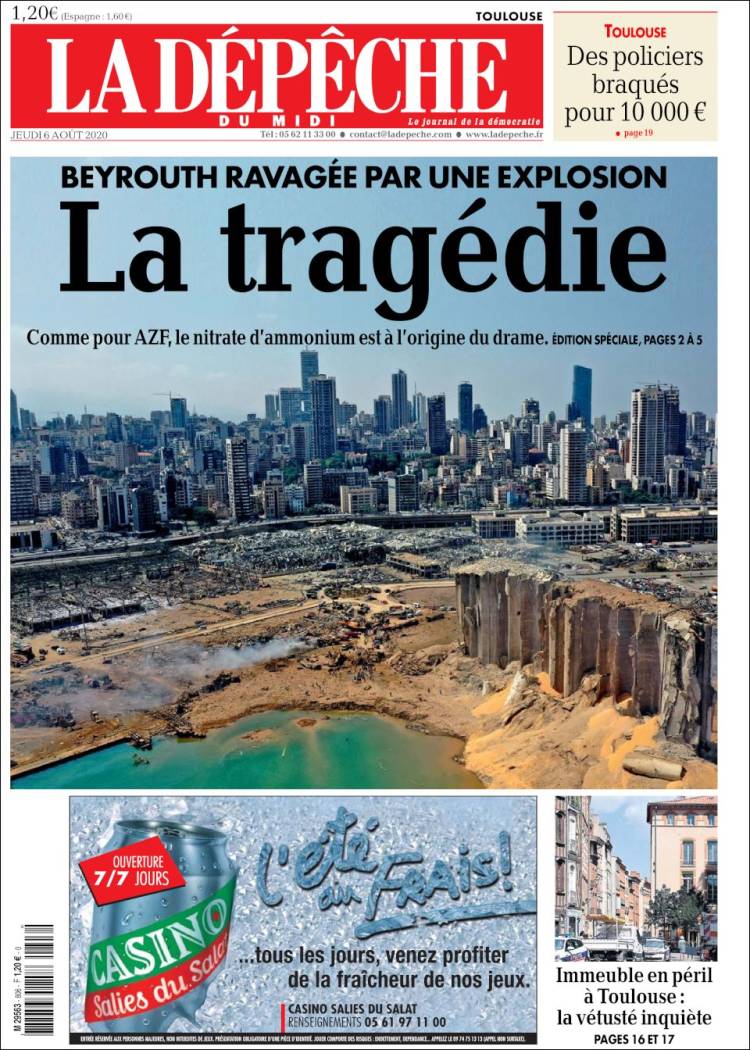 Portada de La Dépêche du Midi (Francia)