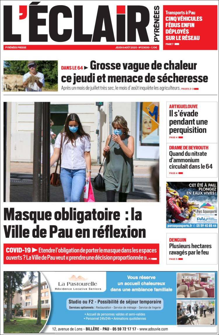 Portada de L'Eclair des Pyrénées (Francia)