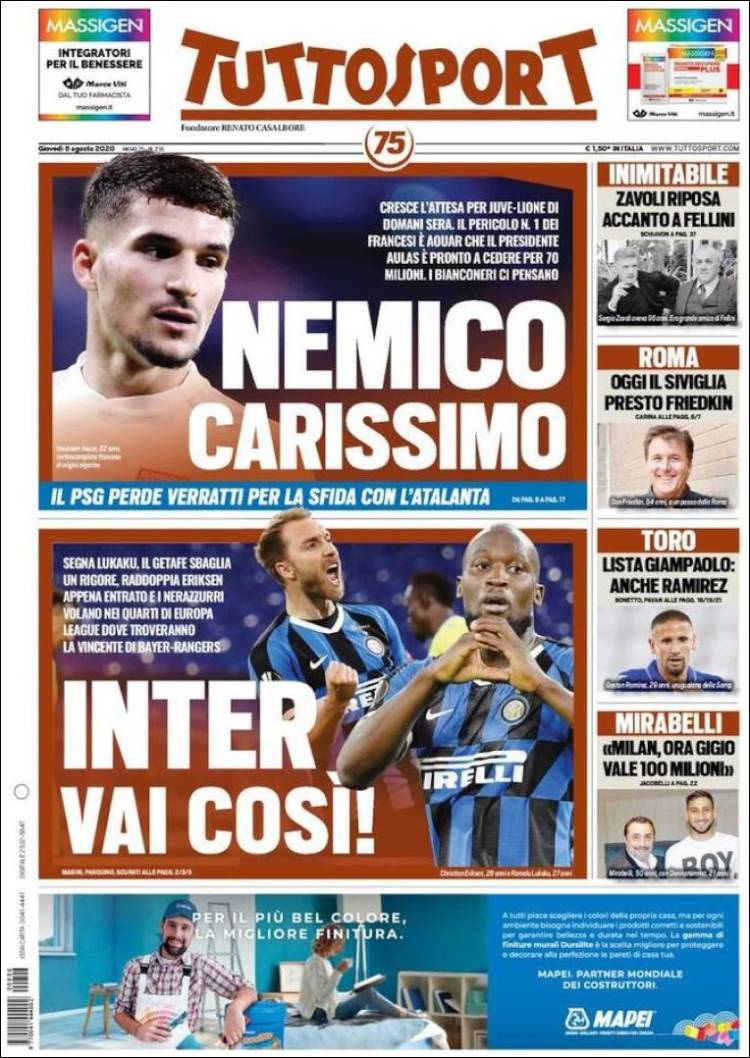 Portada de Tuttosport (Italia)