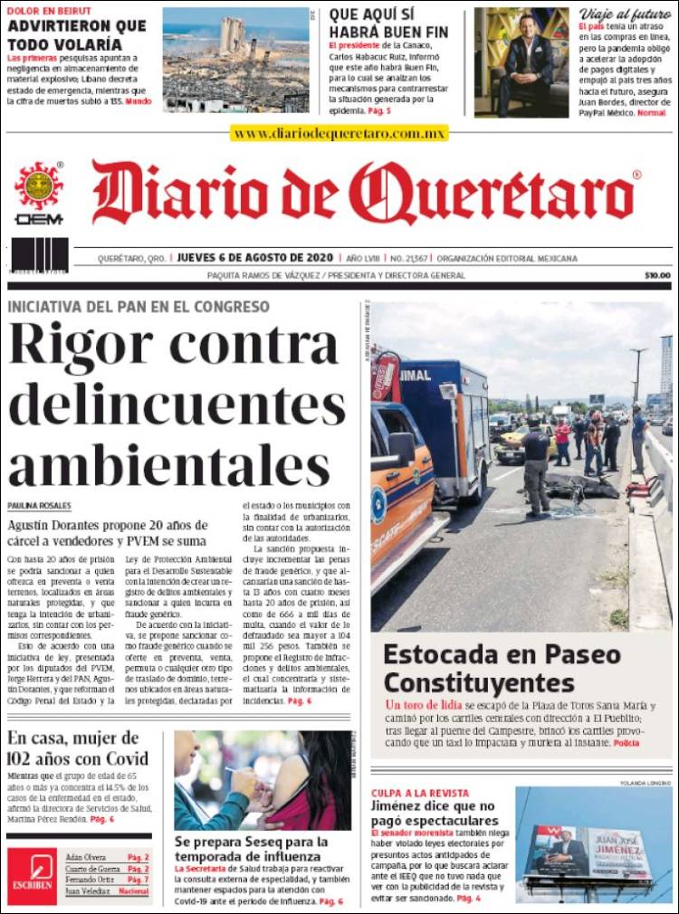 Portada de Diario de Querétaro (M&eacute;xico)