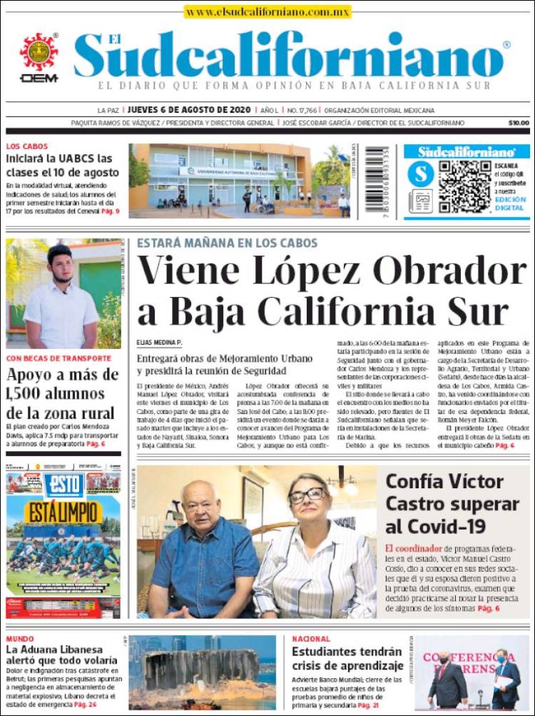 Portada de El Sudcaliforniano (M&eacute;xico)