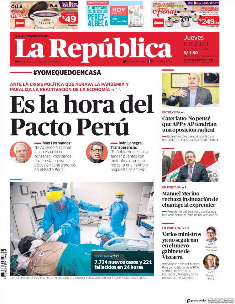 Portada de La Republica (Perú)