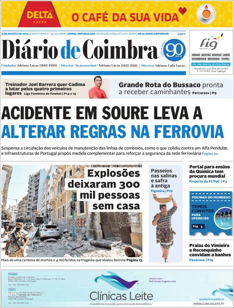 Portada de Diário de Coimbra (Portugal)
