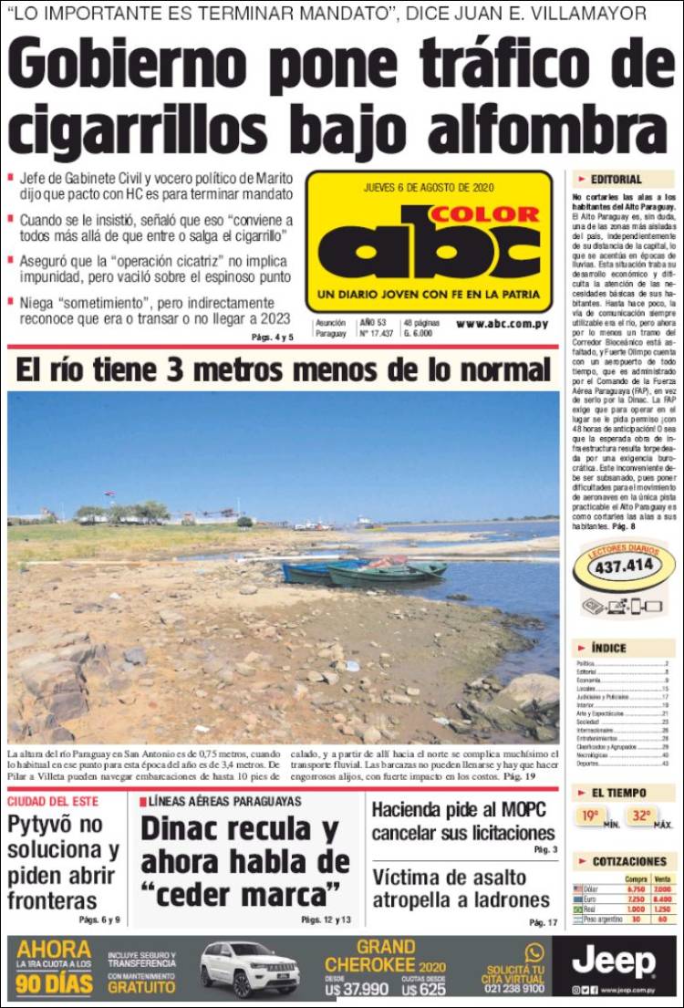 Portada de ABC Color (Paraguay)