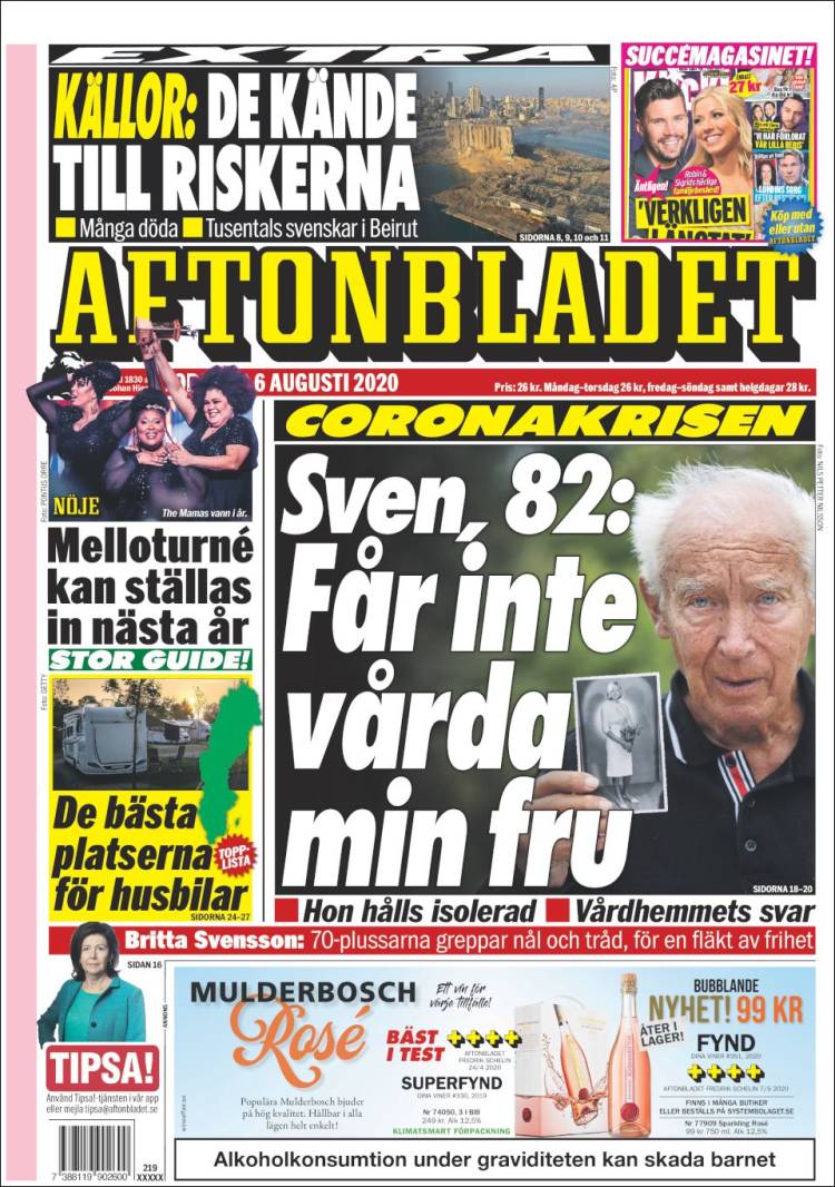 Portada de Aftonbladet (Suecia)