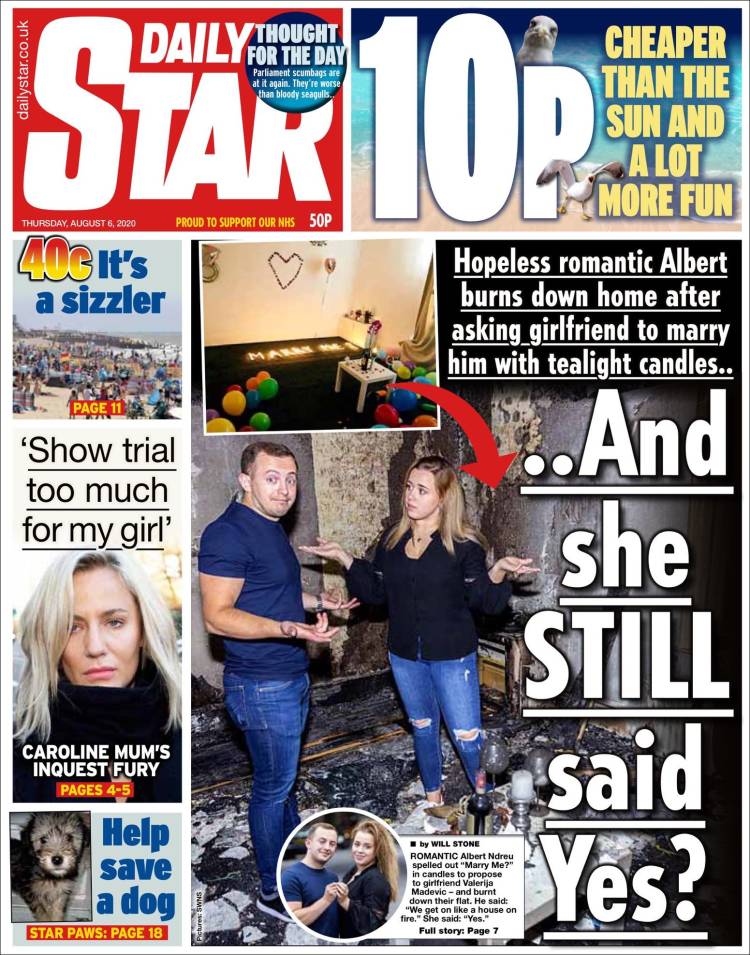 Portada de Daily Star (Reino Unido)
