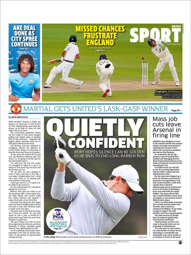 Portada de Metro Sport (Reino Unido)