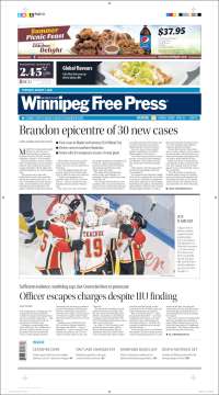 Portada de Winnipeg Free Press (Canadá)