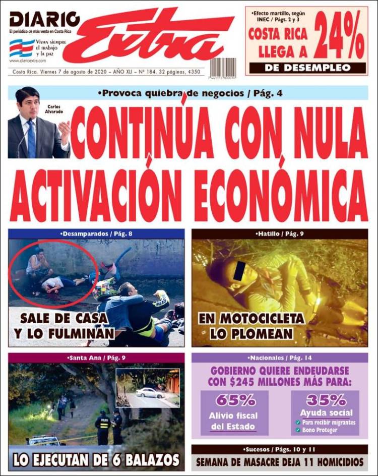 Portada de Diario Extra (Costa Rica)