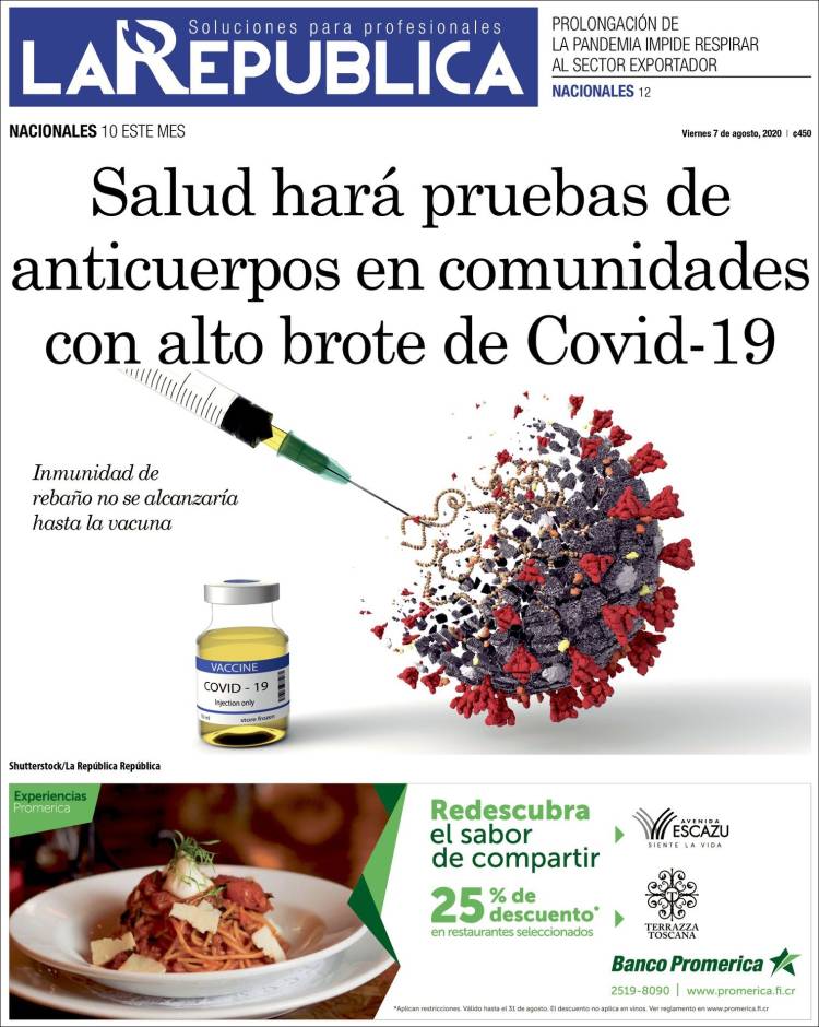 Portada de La República (Costa Rica)