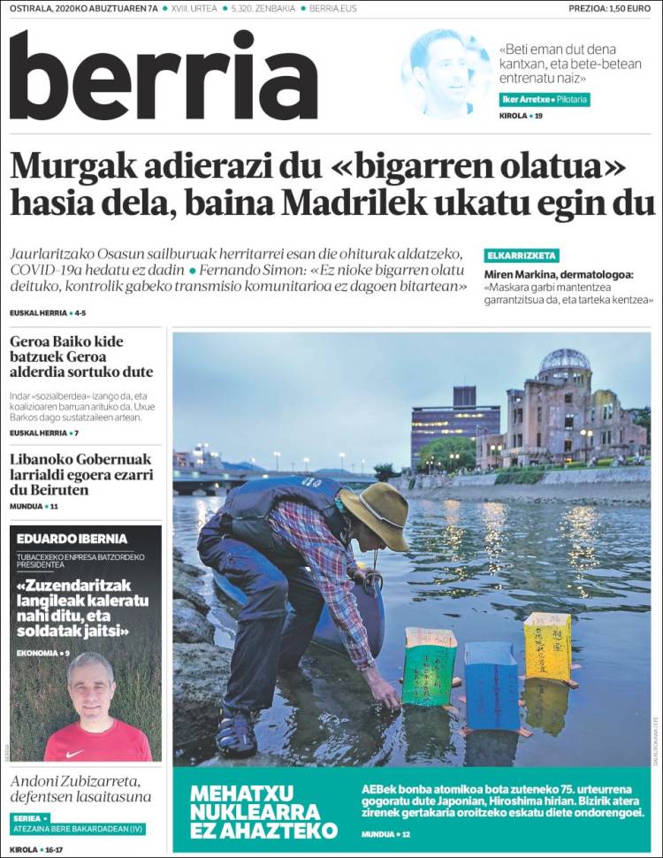 Portada de Berria (Espa&ntilde;a)