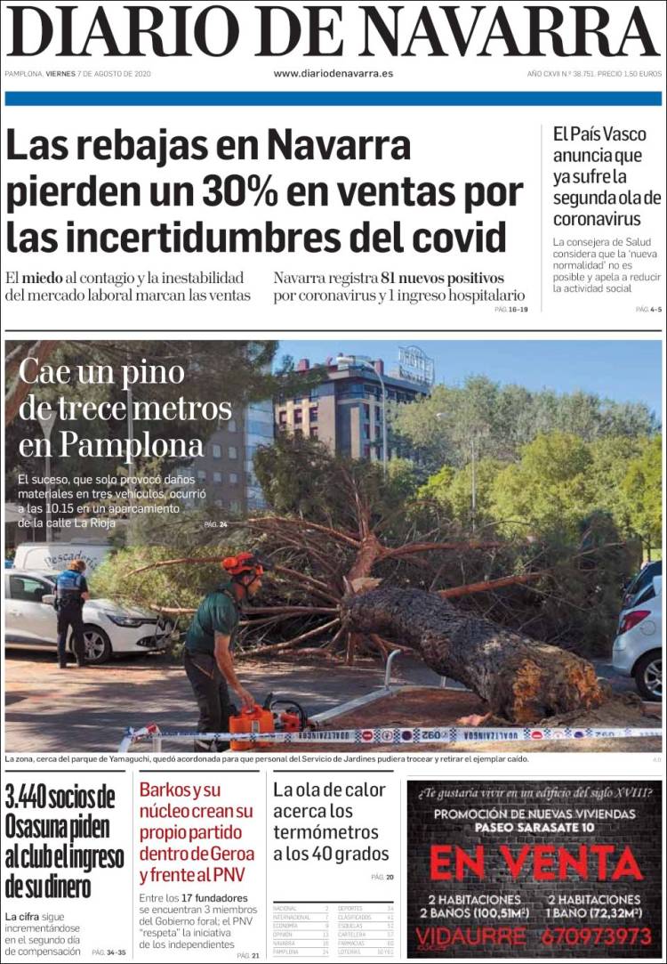 Portada de Diario de Navarra (Espa&ntilde;a)