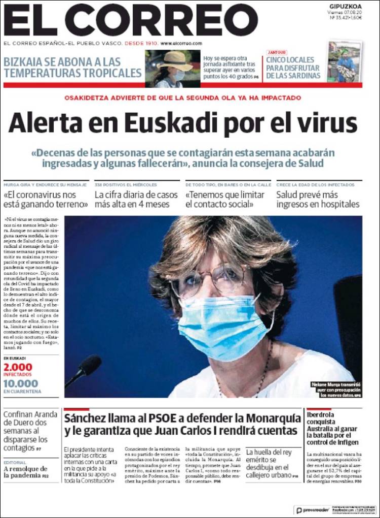 Portada de El Correo - Guipuzcoa (Espa&ntilde;a)