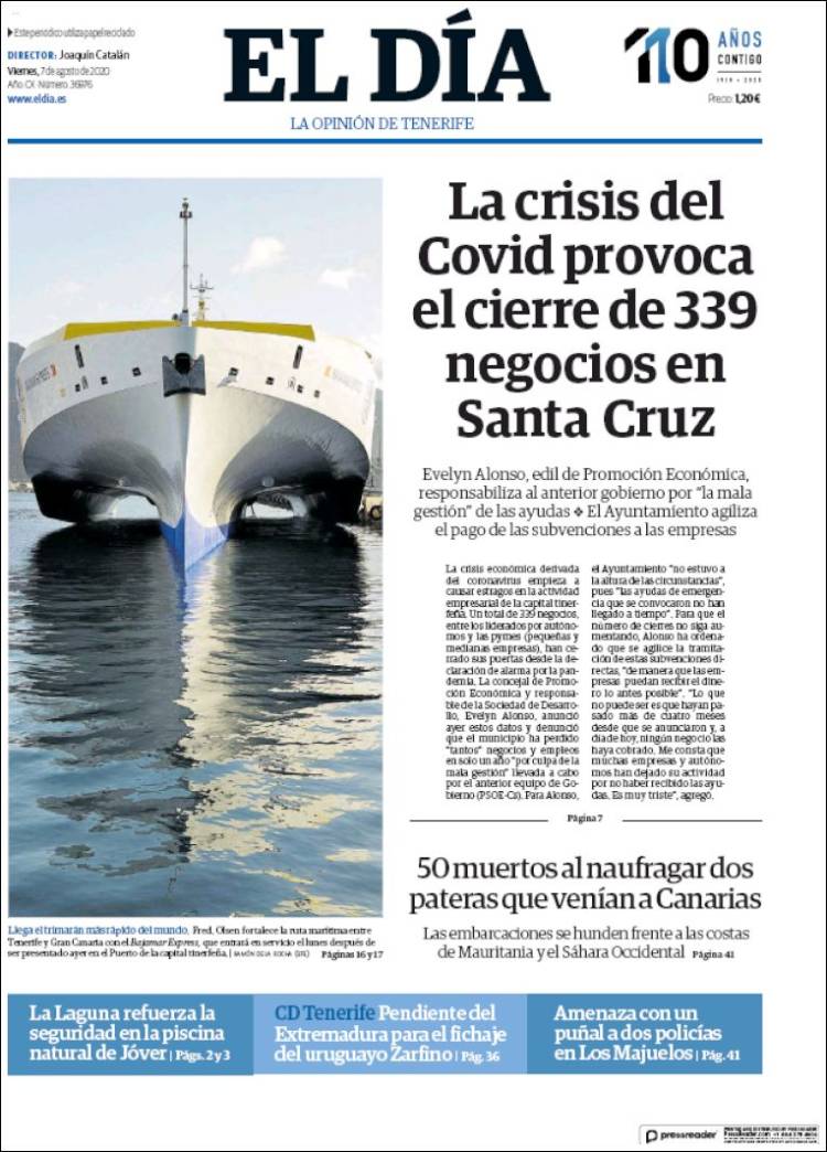 Portada de El Día (Espa&ntilde;a)