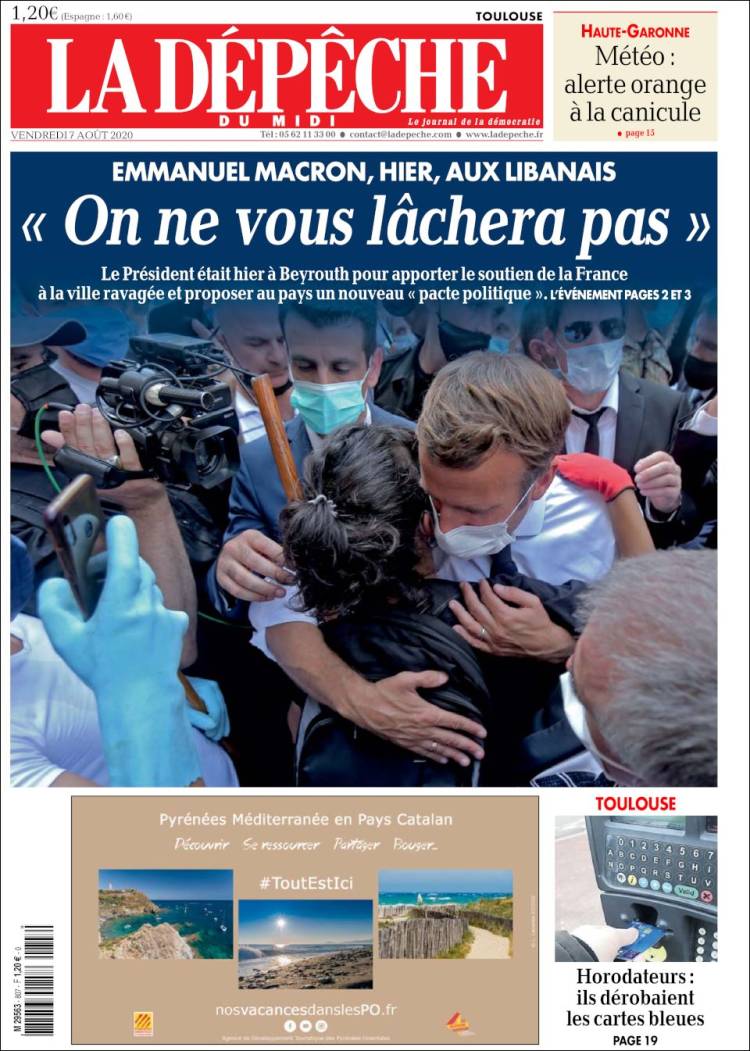 Portada de La Dépêche du Midi (Francia)