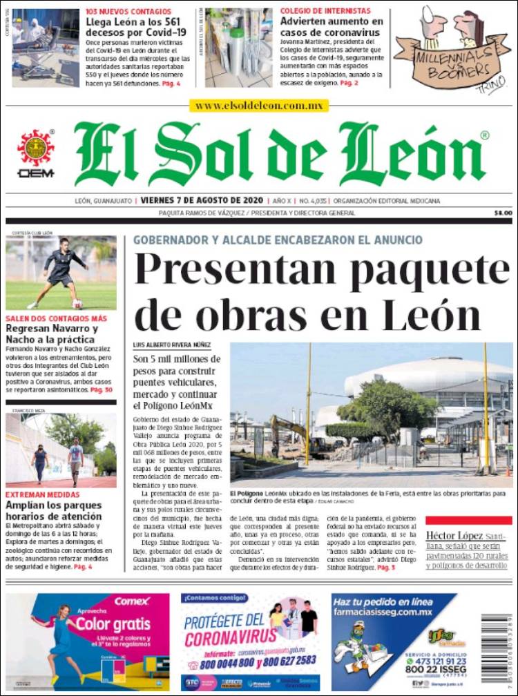 Portada de El Sol de León (México)