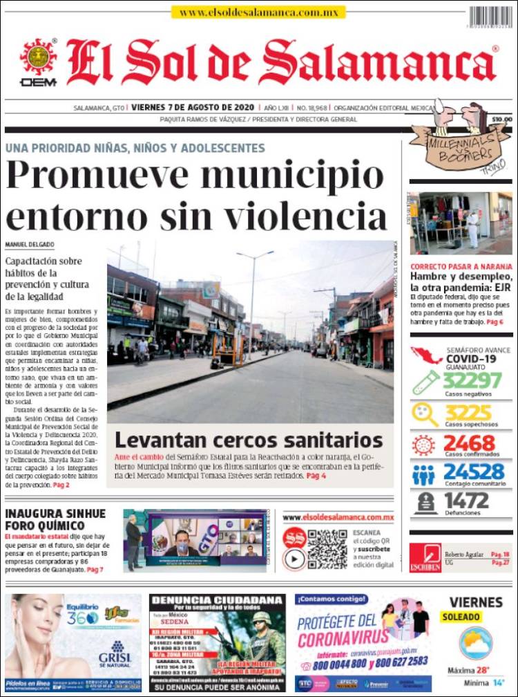 Portada de El Sol de Salamanca (México)