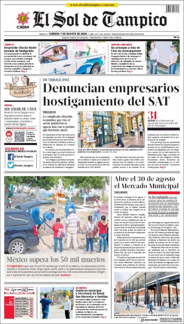 Portada de El Sol de Tampico (Mexico)