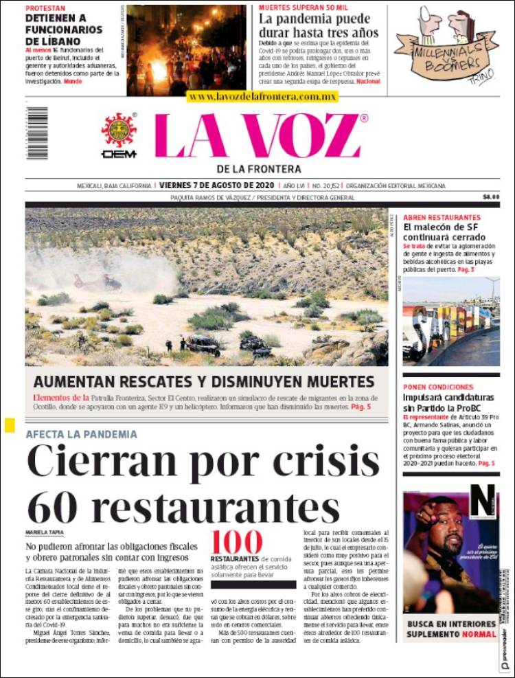 Portada de La Voz de la Frontera (Mexico)