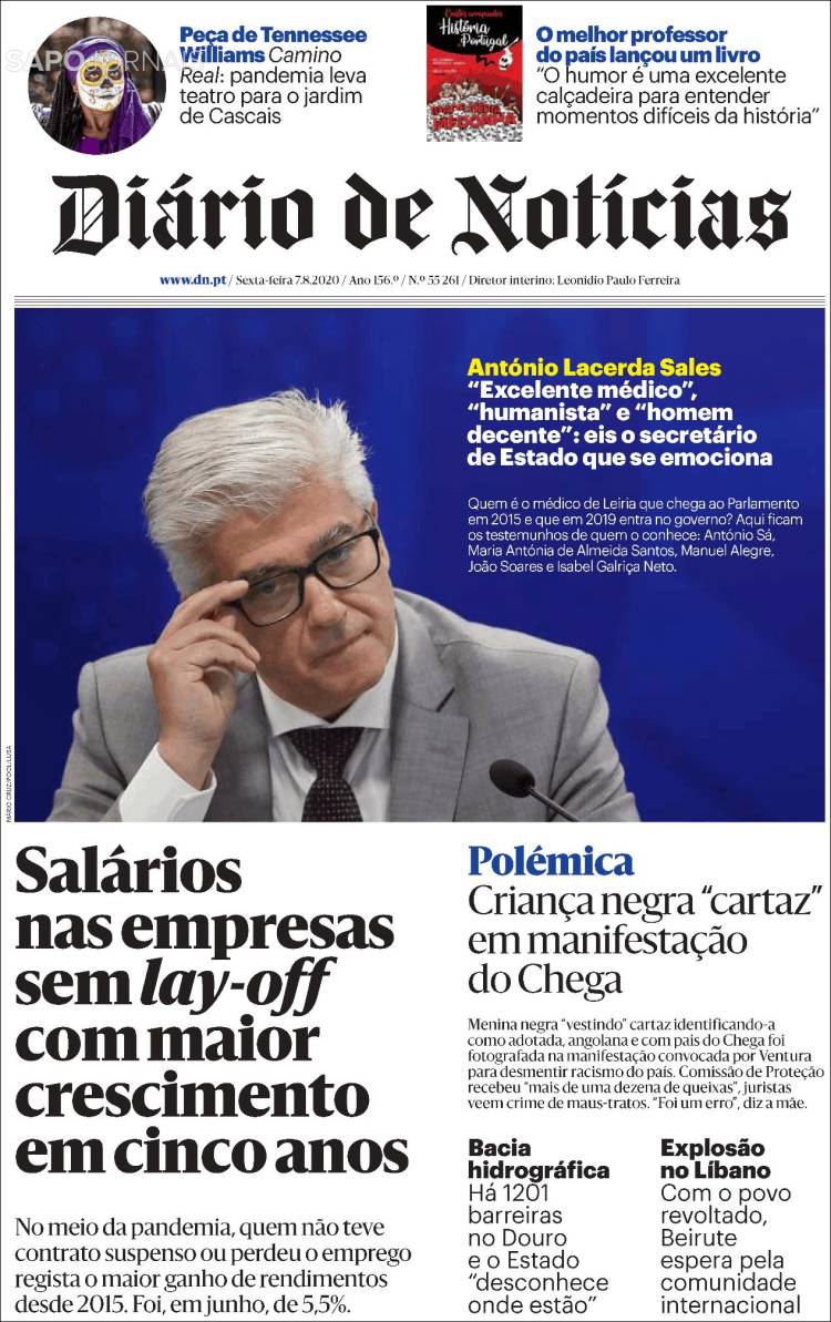 Portada de Diário de Noticias (Portugal)