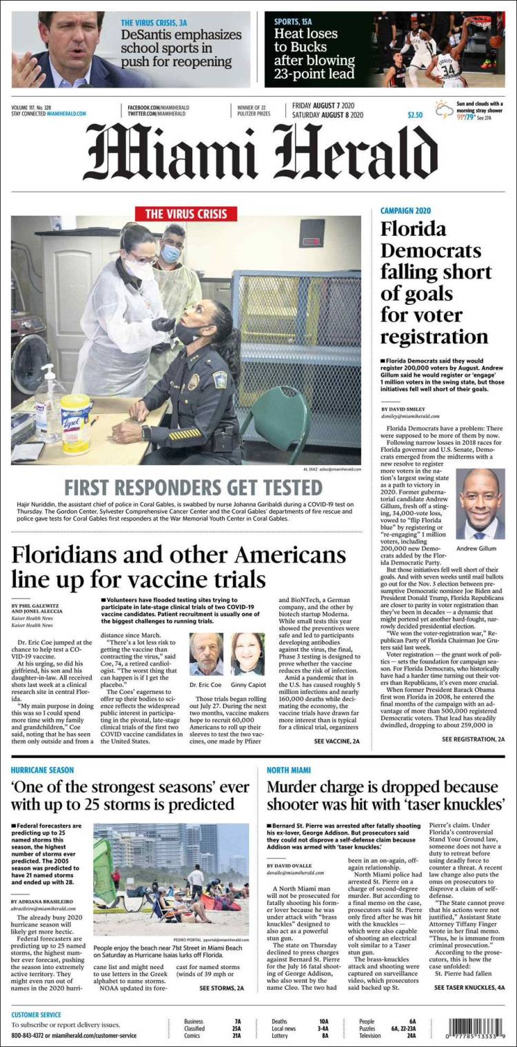 Portada de Miami Herald (USA)