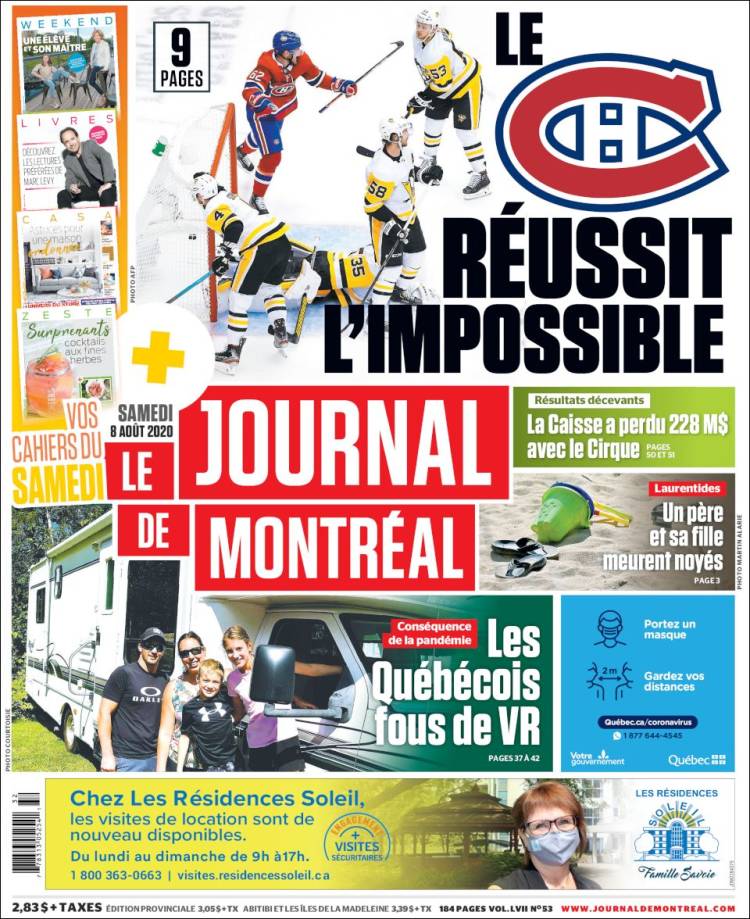 Portada de Le Journal de Montréal (Canadá)