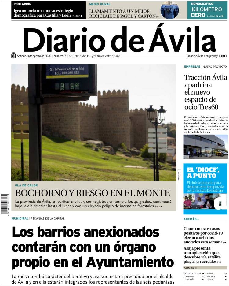 Portada de Diario de Ávila (España)