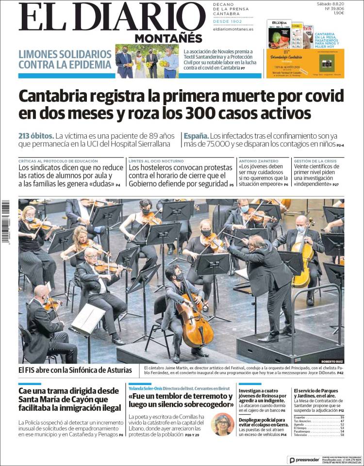 Portada de El Diario Montañés (España)