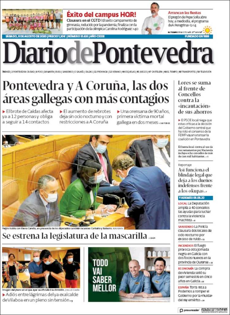 Portada de Diario de Pontevedra (España)