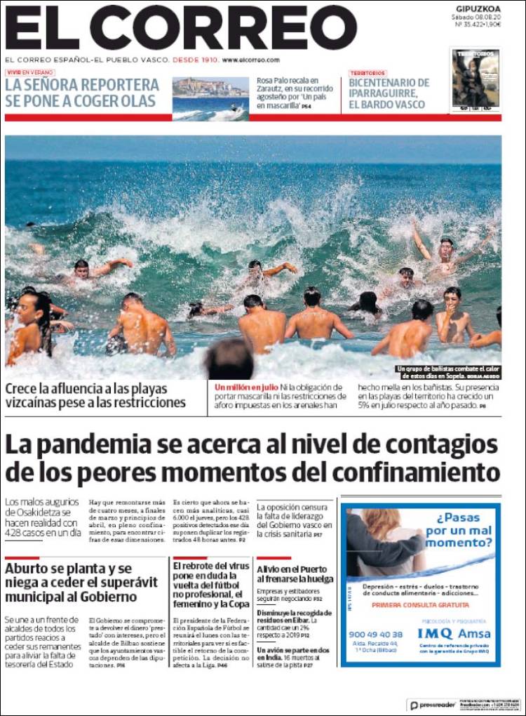 Portada de El Correo - Guipuzcoa (España)