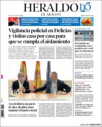 Portada de Heraldo de Aragón (España)