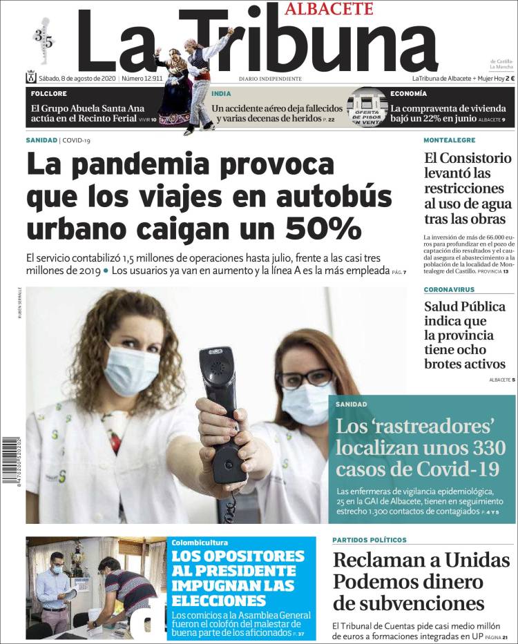 Portada de La Tribuna de Albacete (España)