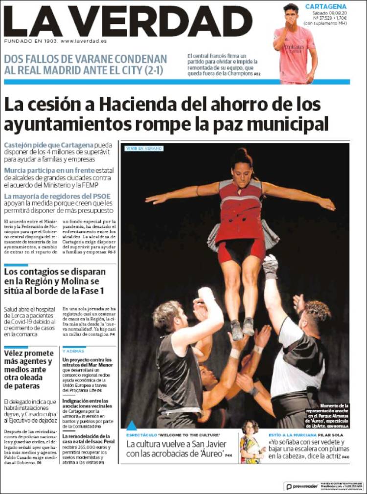 Portada de La Verdad de Cartagena (España)