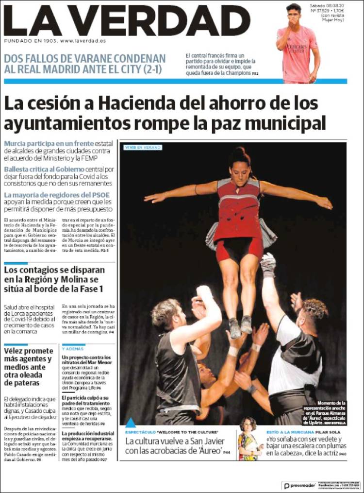 Portada de La Verdad de Murcia (España)