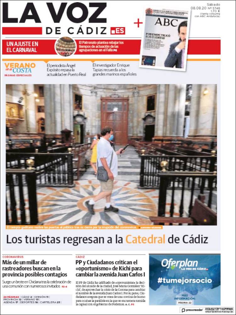 Portada de La Voz de Cádiz (España)