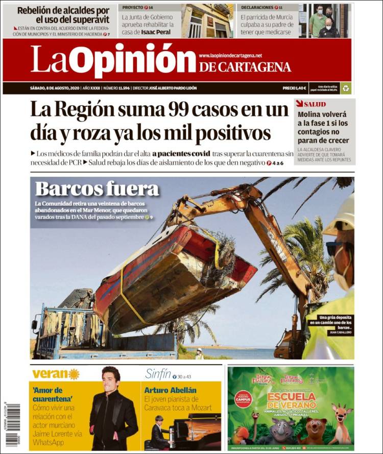 Portada de La Opinión de Murcia (España)