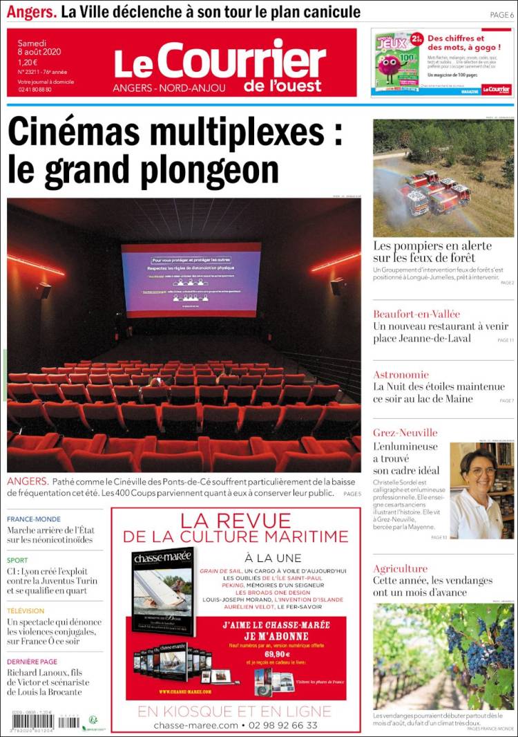 Portada de Le Courrier de l'Ouest (Francia)