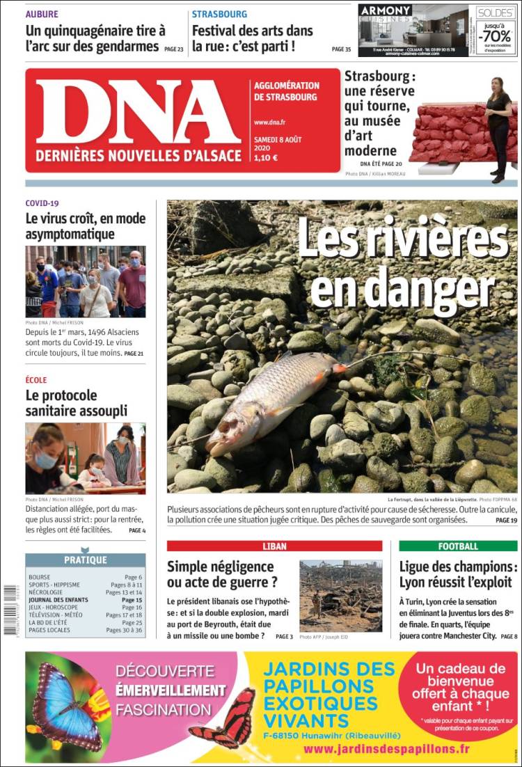 Portada de Les Dernières Nouvelles d'Alsace (Francia)