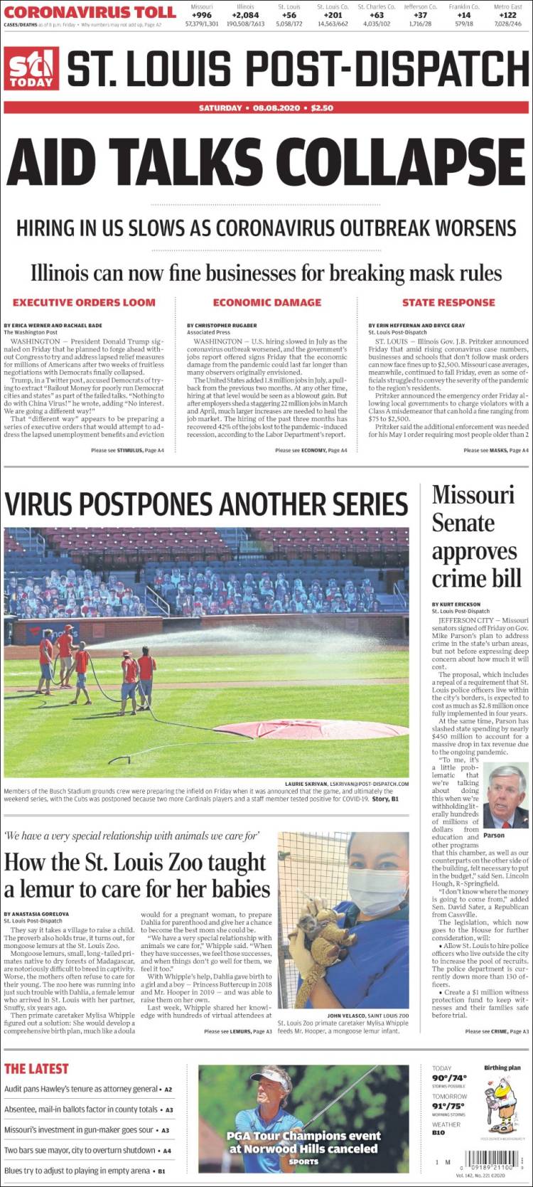 Portada de St. Louis Post-Dispatch (USA)