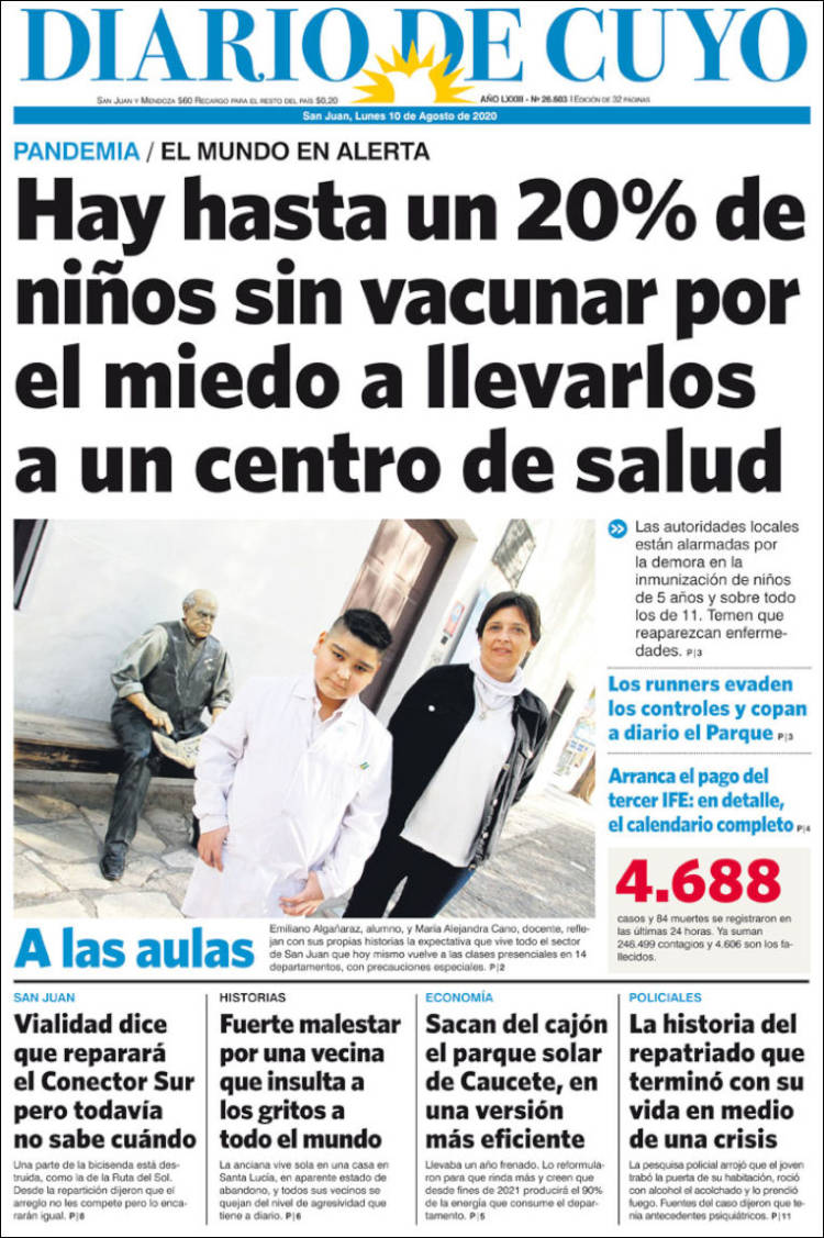 Portada de Diario de Cuyo (Argentina)