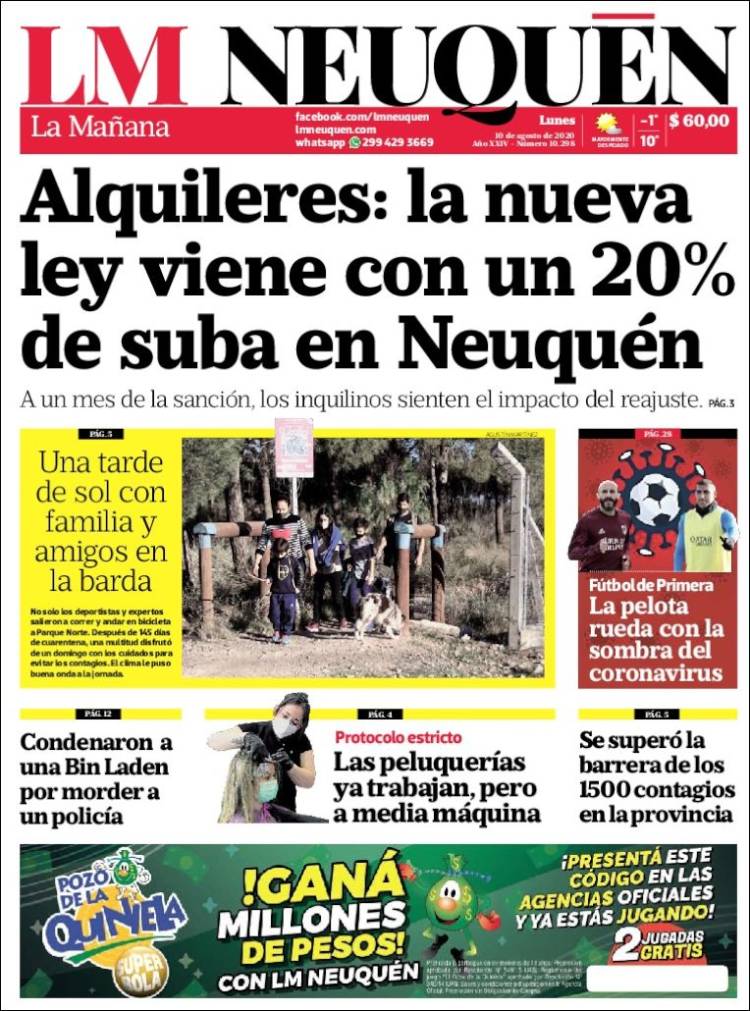 Portada de La Mañanade Neuquén (Argentina)