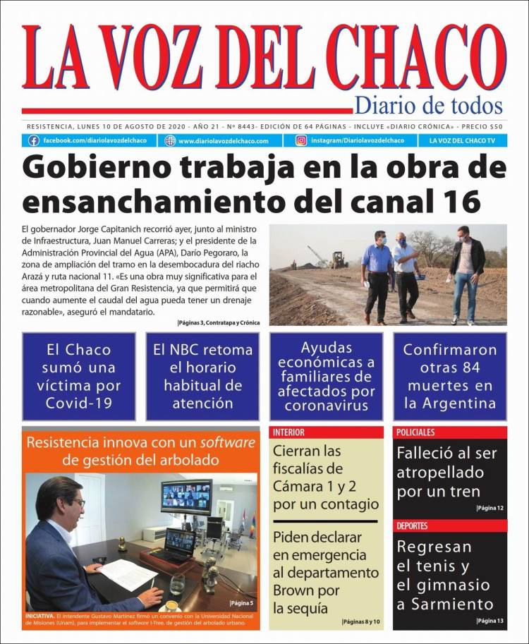 Portada de La Voz del Chaco (Argentina)