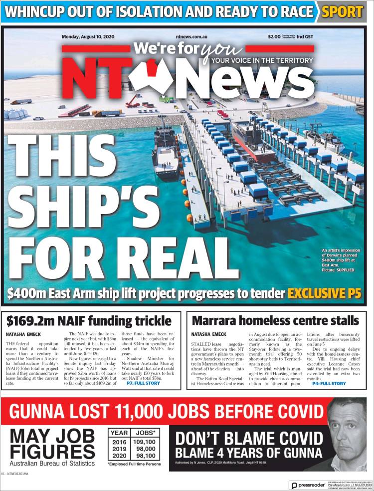 Portada de Northern Territory News (Australia)