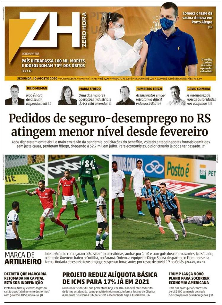 Portada de Zero Hora (Brasil)
