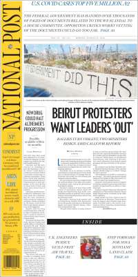 Portada de The National Post (Canadá)