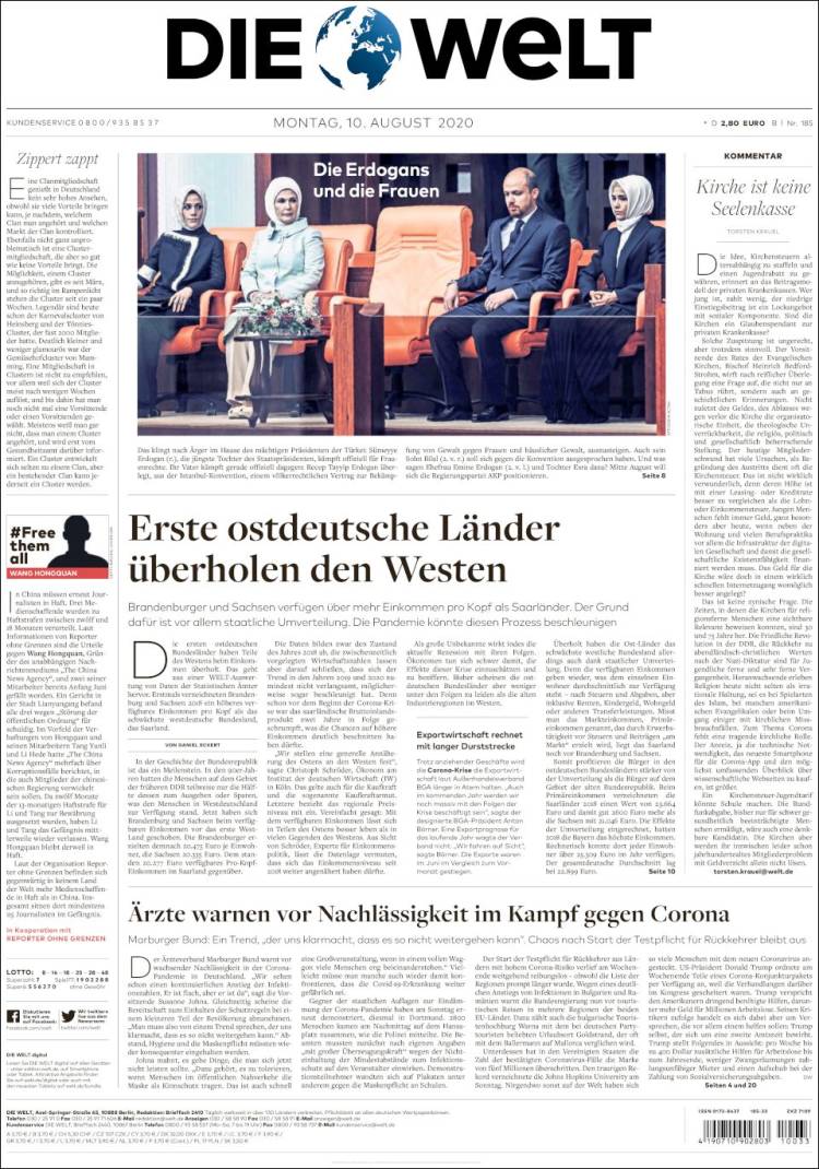 Portada de Die Welt (Alemania)