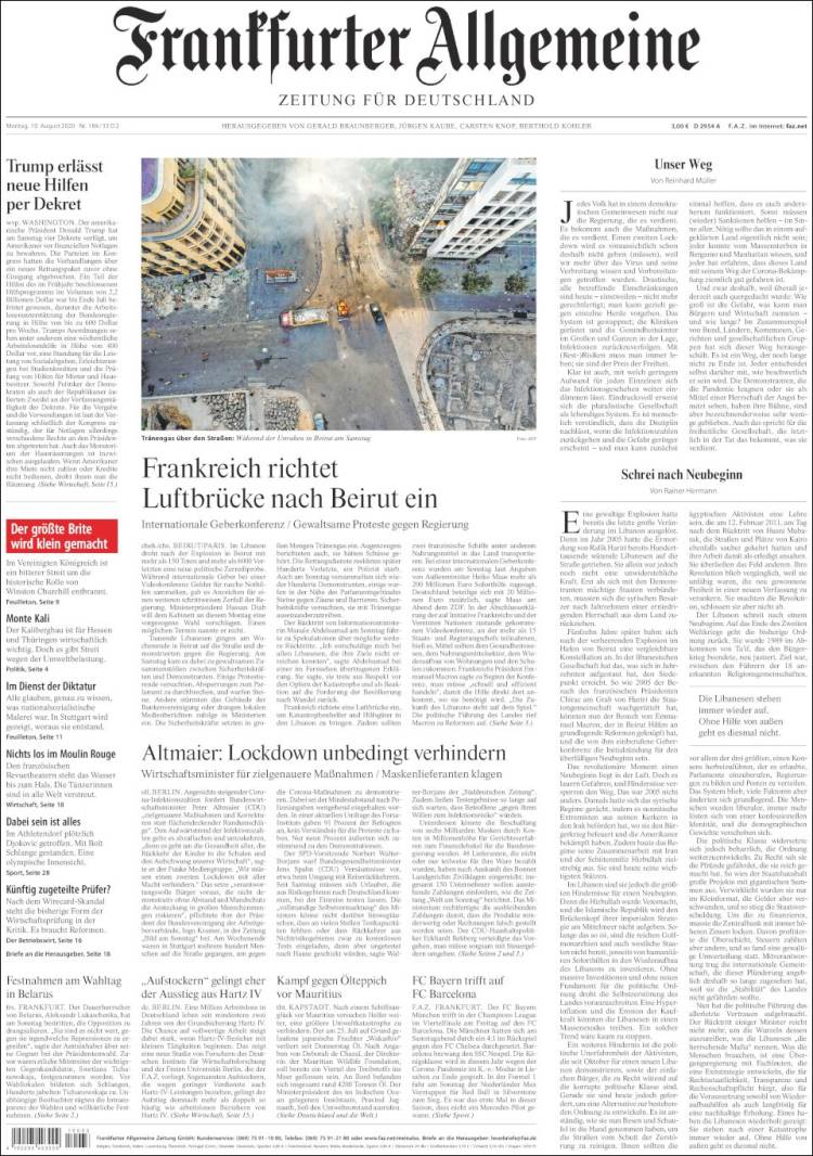 Portada de Frankfurter Allgemeine (Alemania)